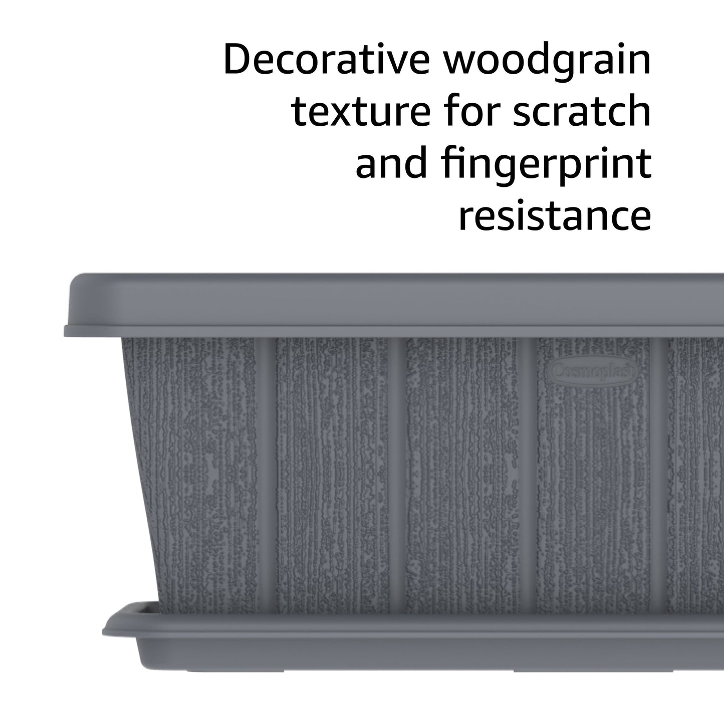 18" Cedargrain Rectangular Planter with Tray - Cosmoplast Bahrain