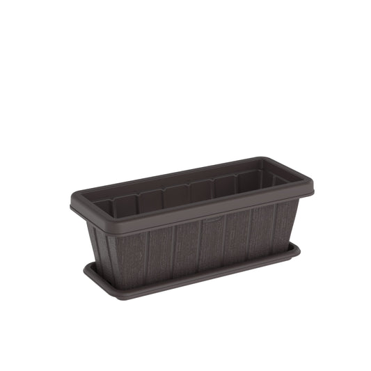 18" Cedargrain Rectangular Planter with Tray - Cosmoplast Bahrain