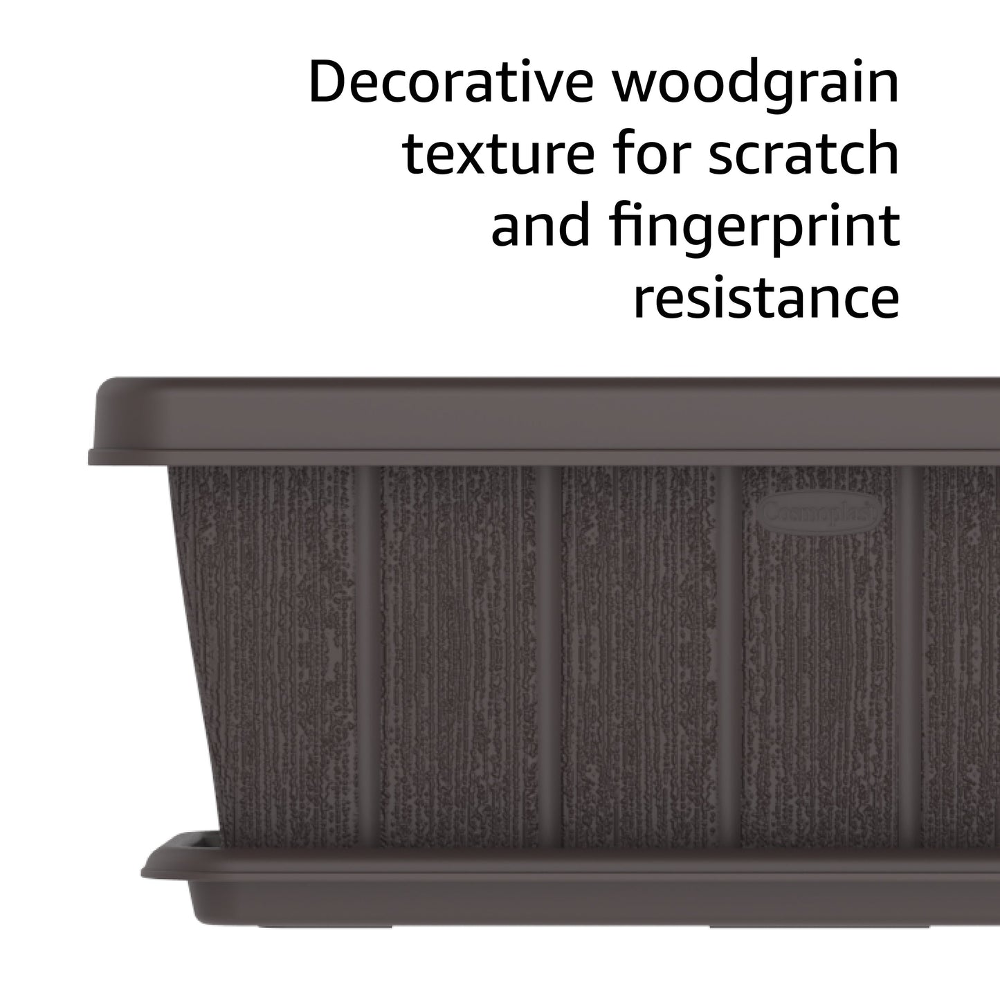 18" Cedargrain Rectangular Planter with Tray - Cosmoplast Bahrain