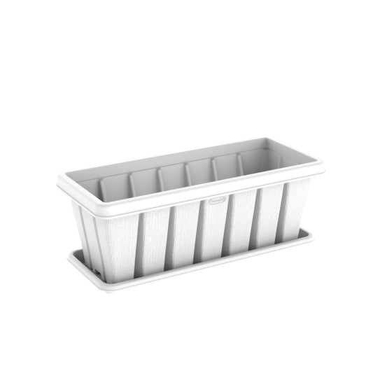 24" Cedargrain Rectangular Planter with Tray - Cosmoplast Bahrain
