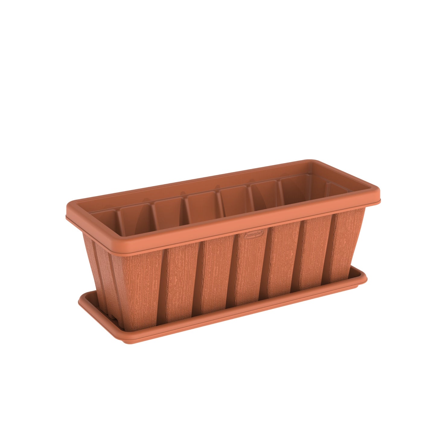 24" Cedargrain Rectangular Planter with Tray - Cosmoplast Bahrain
