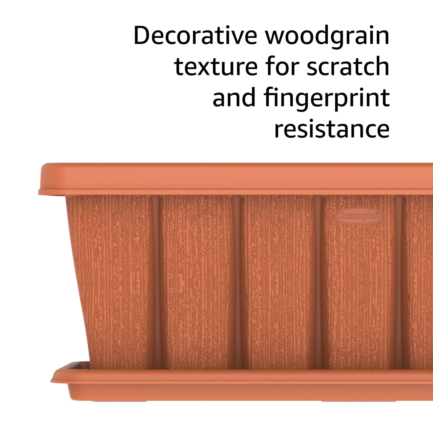 24" Cedargrain Rectangular Planter with Tray - Cosmoplast Bahrain