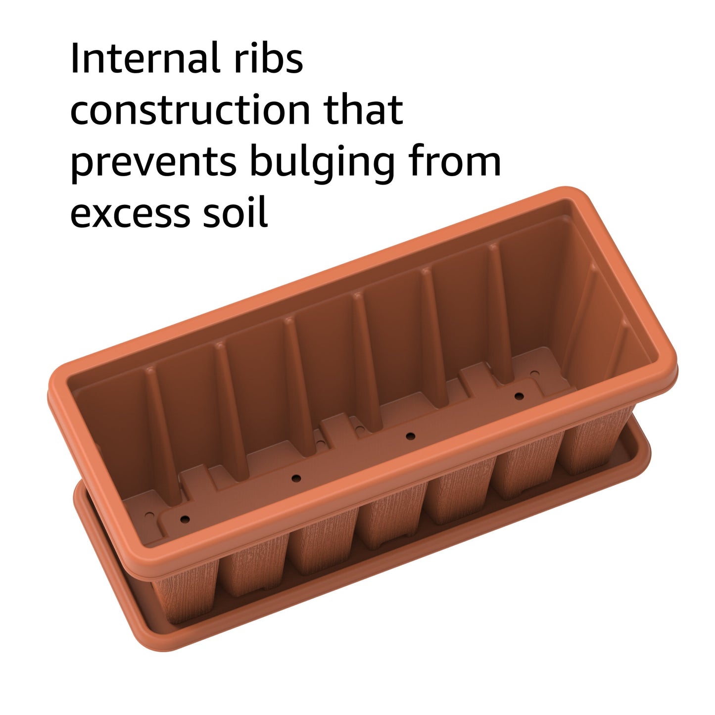 24" Cedargrain Rectangular Planter with Tray - Cosmoplast Bahrain