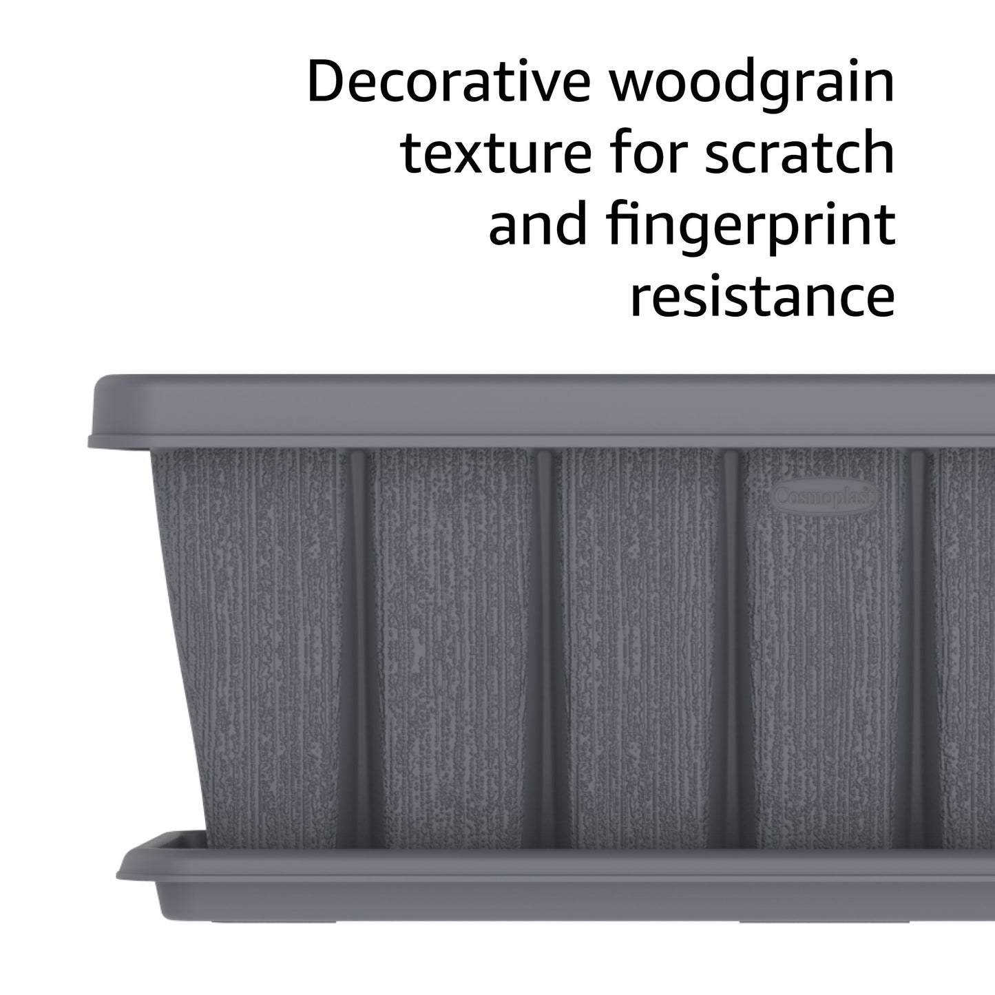 24" Cedargrain Rectangular Planter with Tray - Cosmoplast Bahrain