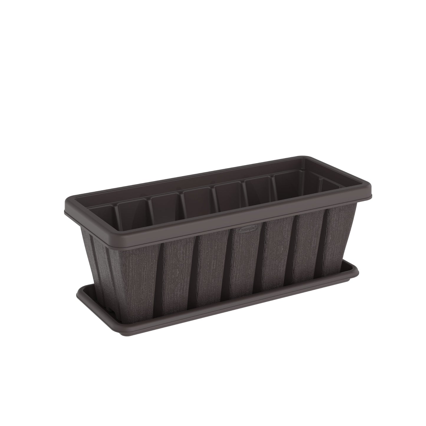 24" Cedargrain Rectangular Planter with Tray - Cosmoplast Bahrain