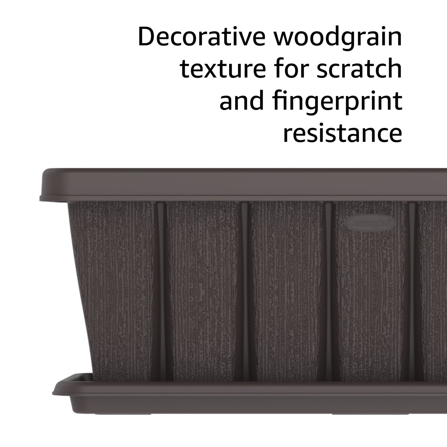 24" Cedargrain Rectangular Planter with Tray - Cosmoplast Bahrain