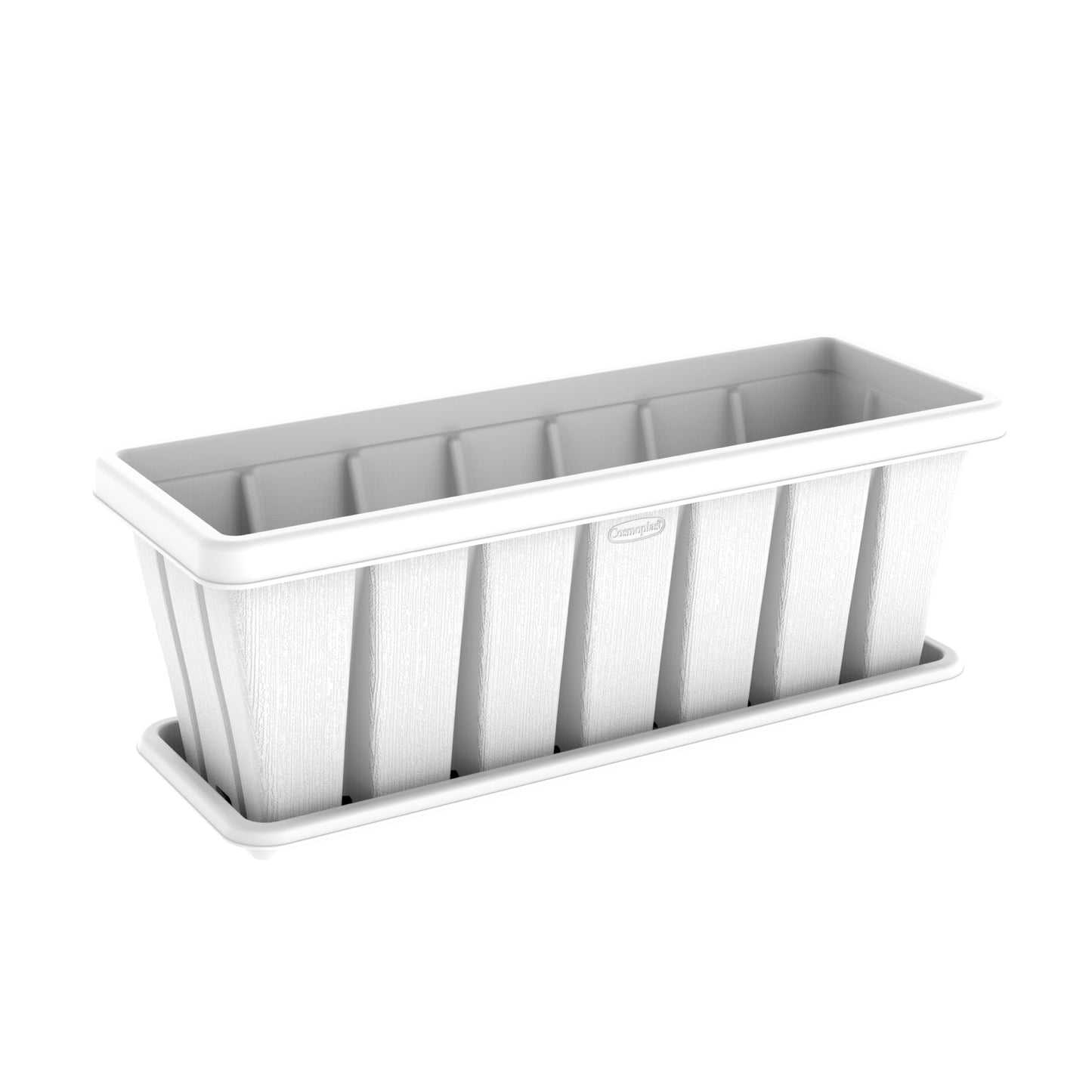 30" Cedargrain Rectangular Planter with Tray - Cosmoplast Bahrain