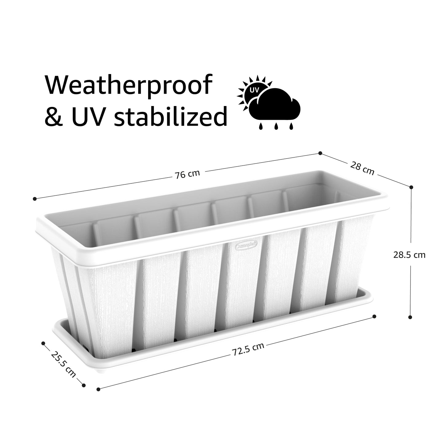 30" Cedargrain Rectangular Planter with Tray - Cosmoplast Bahrain