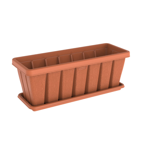 30" Cedargrain Rectangular Planter with Tray - Cosmoplast Bahrain