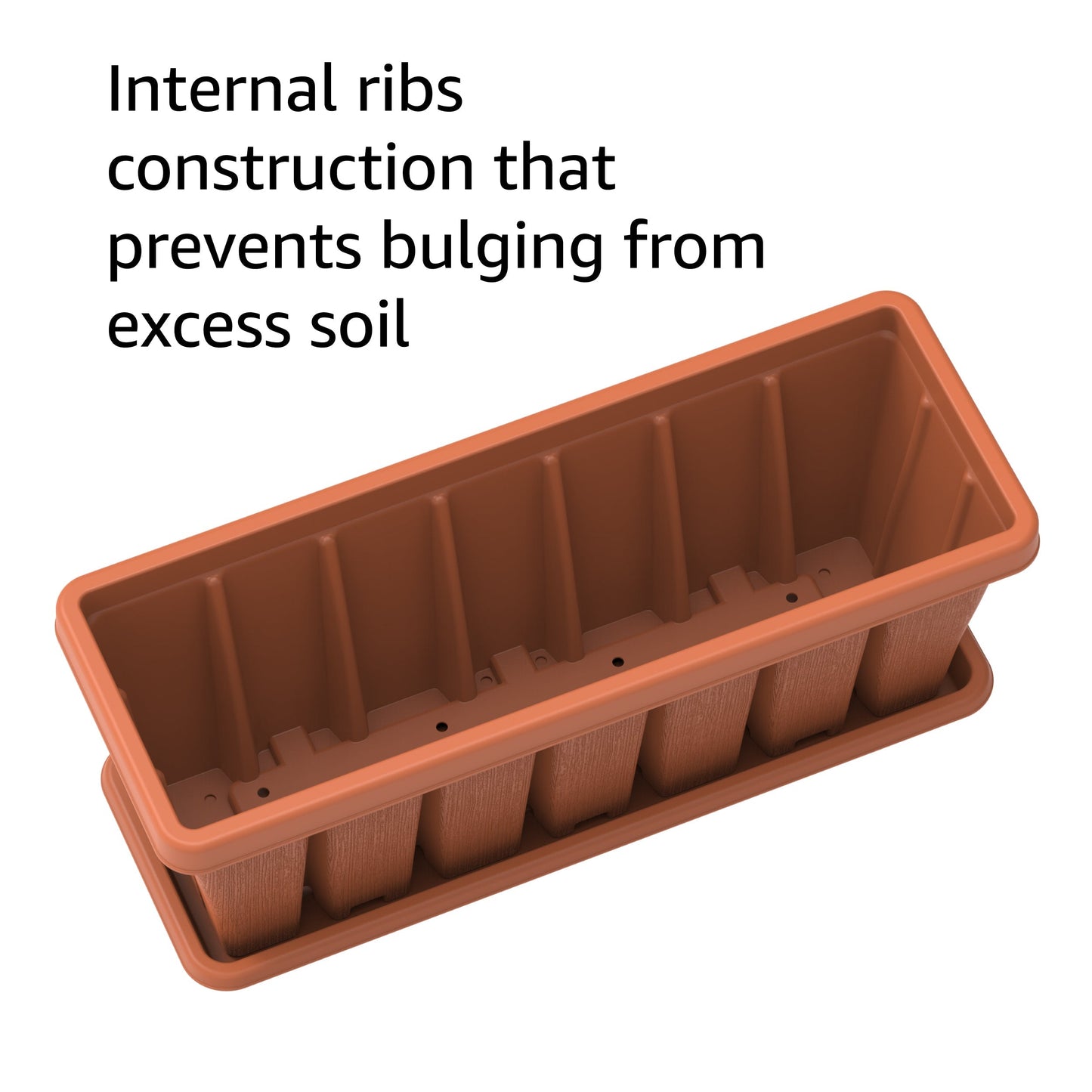 30" Cedargrain Rectangular Planter with Tray - Cosmoplast Bahrain