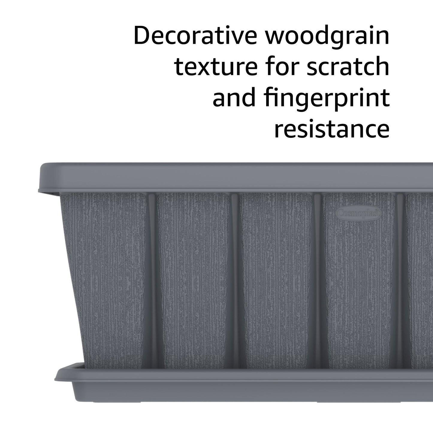 30" Cedargrain Rectangular Planter with Tray - Cosmoplast Bahrain
