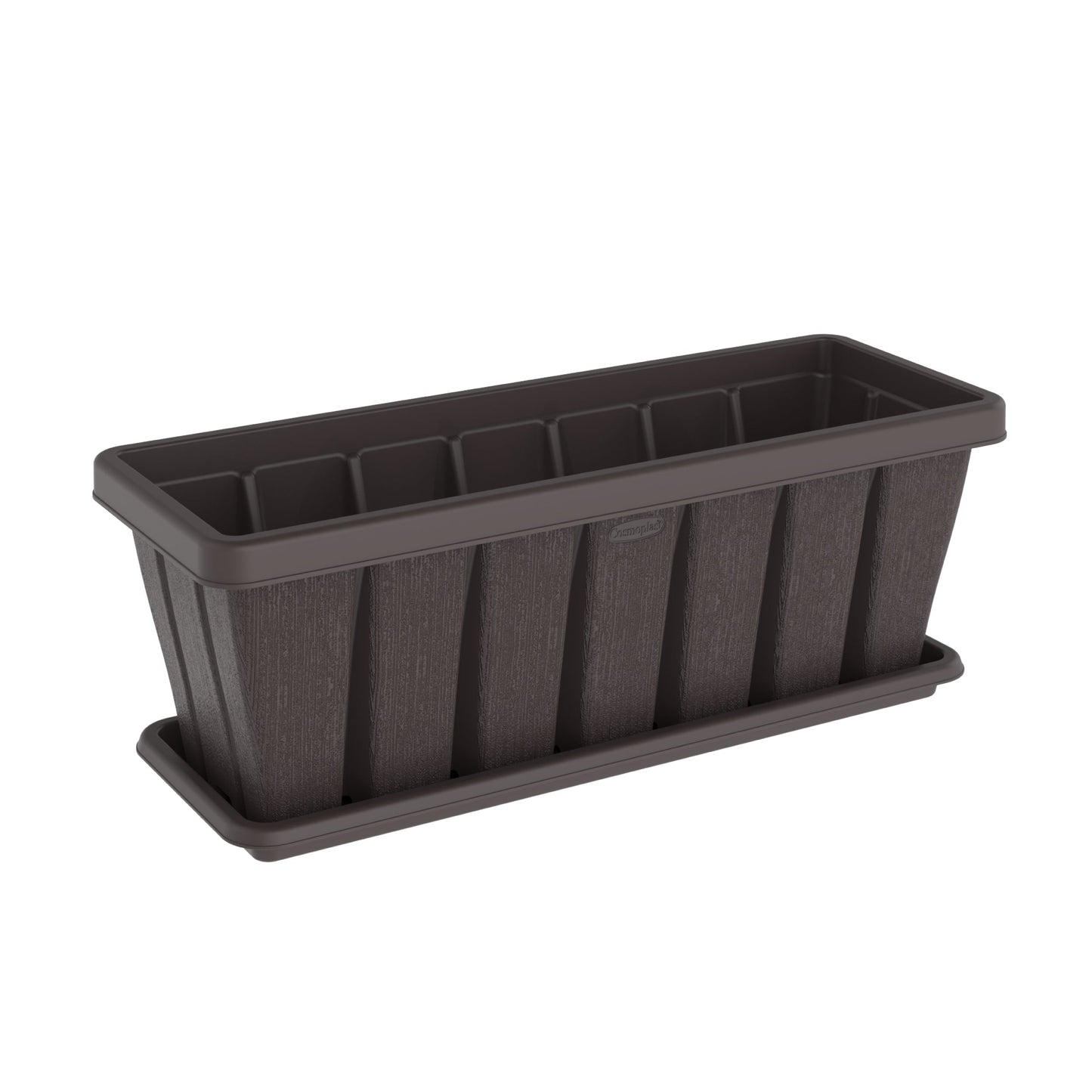 30" Cedargrain Rectangular Planter with Tray - Cosmoplast Bahrain