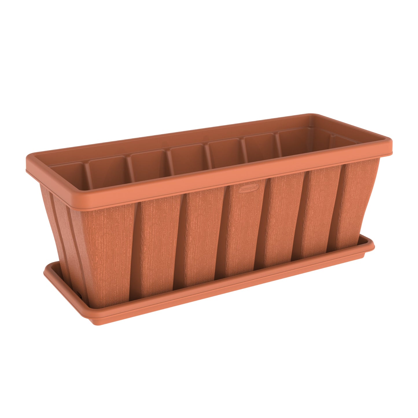 36" Cedargrain Rectangular Planter with Tray - Cosmoplast Bahrain