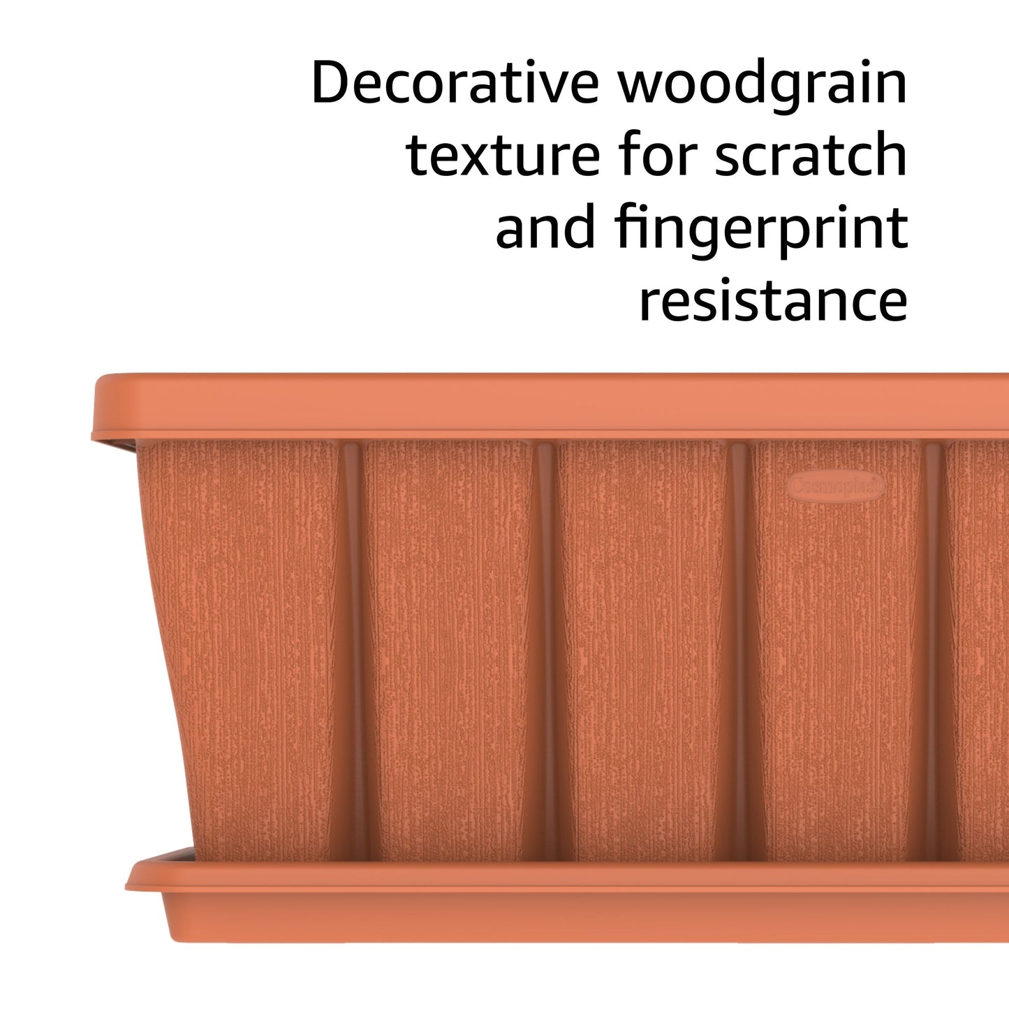 36" Cedargrain Rectangular Planter with Tray - Cosmoplast Bahrain