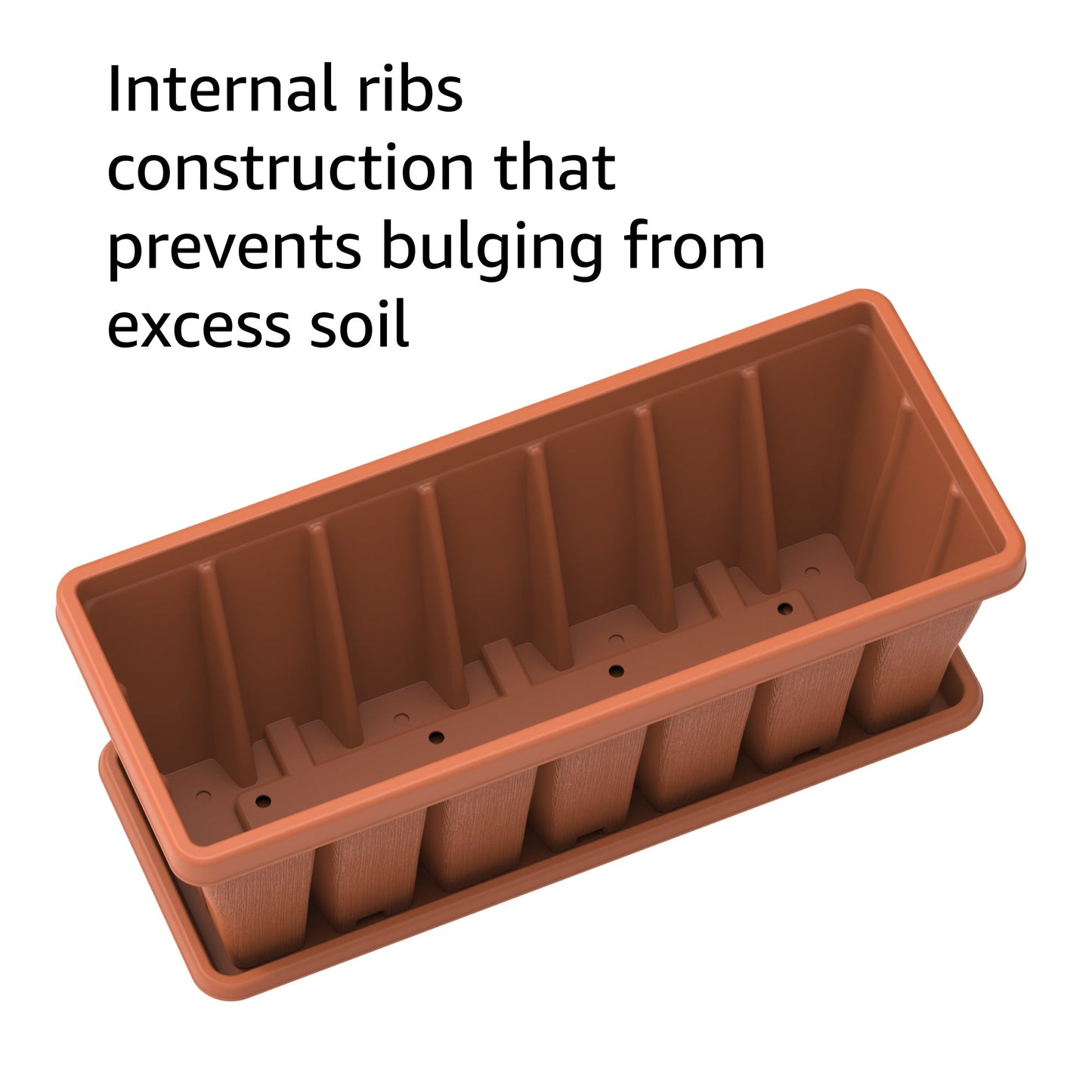 36" Cedargrain Rectangular Planter with Tray - Cosmoplast Bahrain