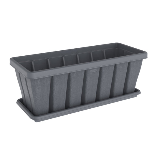 36" Cedargrain Rectangular Planter with Tray - Cosmoplast Bahrain