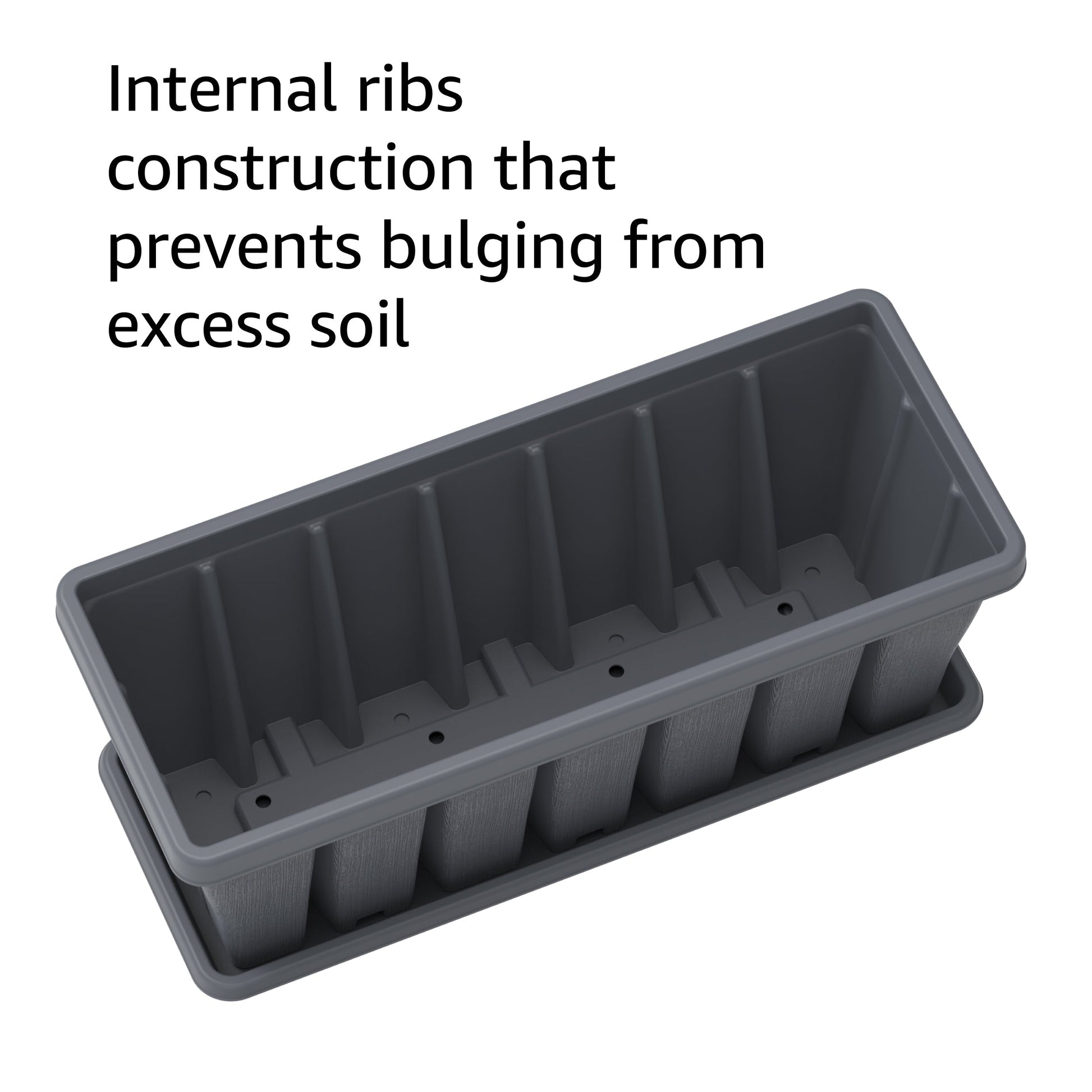 36" Cedargrain Rectangular Planter with Tray - Cosmoplast Bahrain