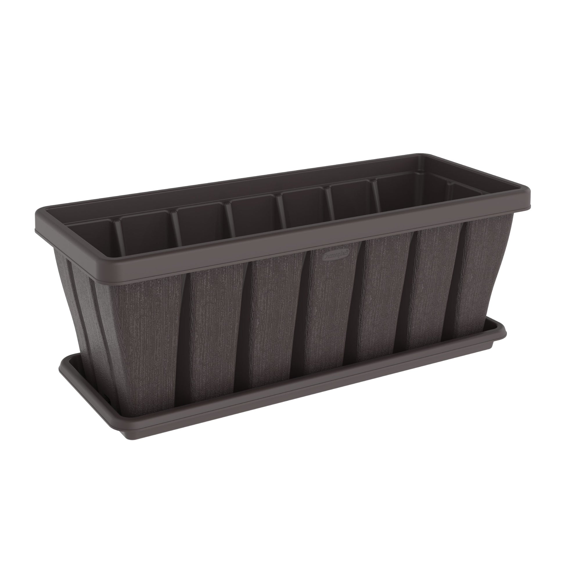 36" Cedargrain Rectangular Planter with Tray - Cosmoplast Bahrain
