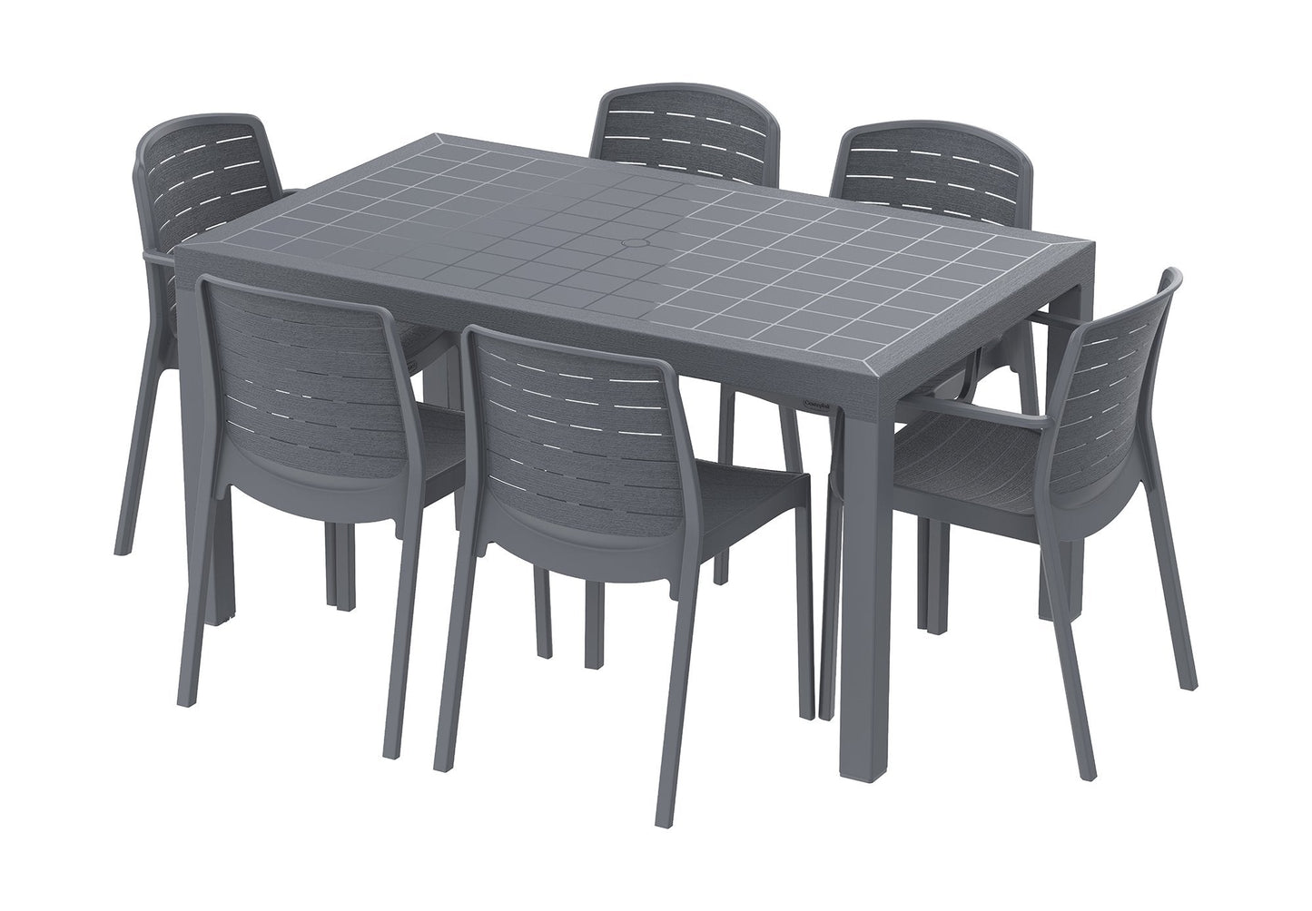 Cedargrain 6-seater Outdoor Dining Set of Table & Chairs - Cosmoplast Bahrain