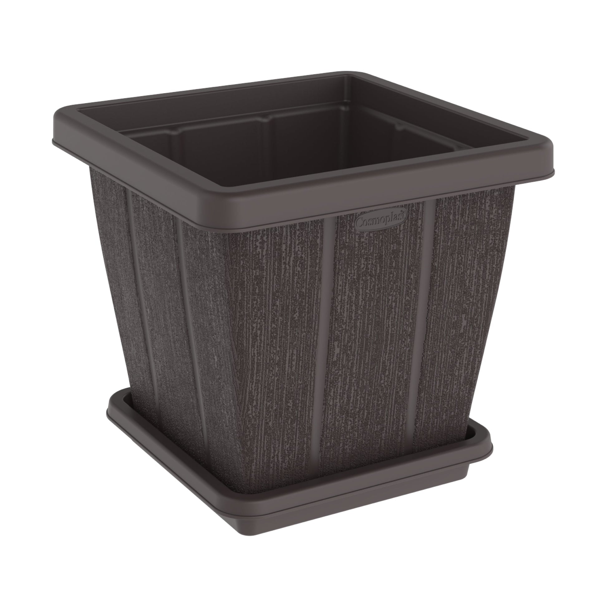45L Cedargrain Square Planter with Tray - Cosmoplast Bahrain