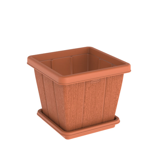 20L Cedargrain Square Planter with Tray - Cosmoplast Bahrain
