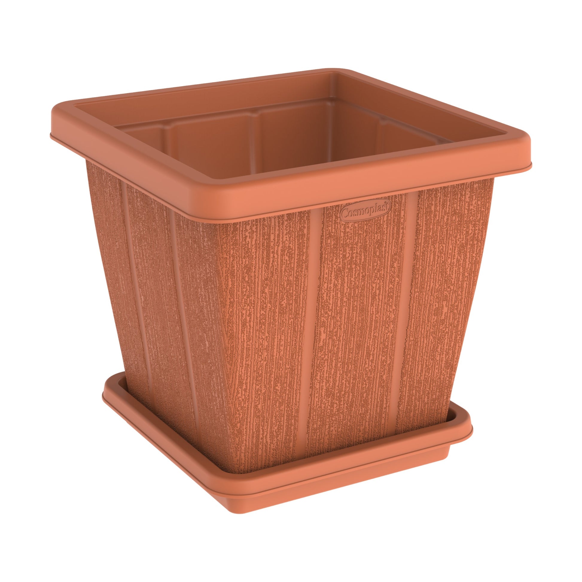 45L Cedargrain Square Planter with Tray - Cosmoplast Bahrain