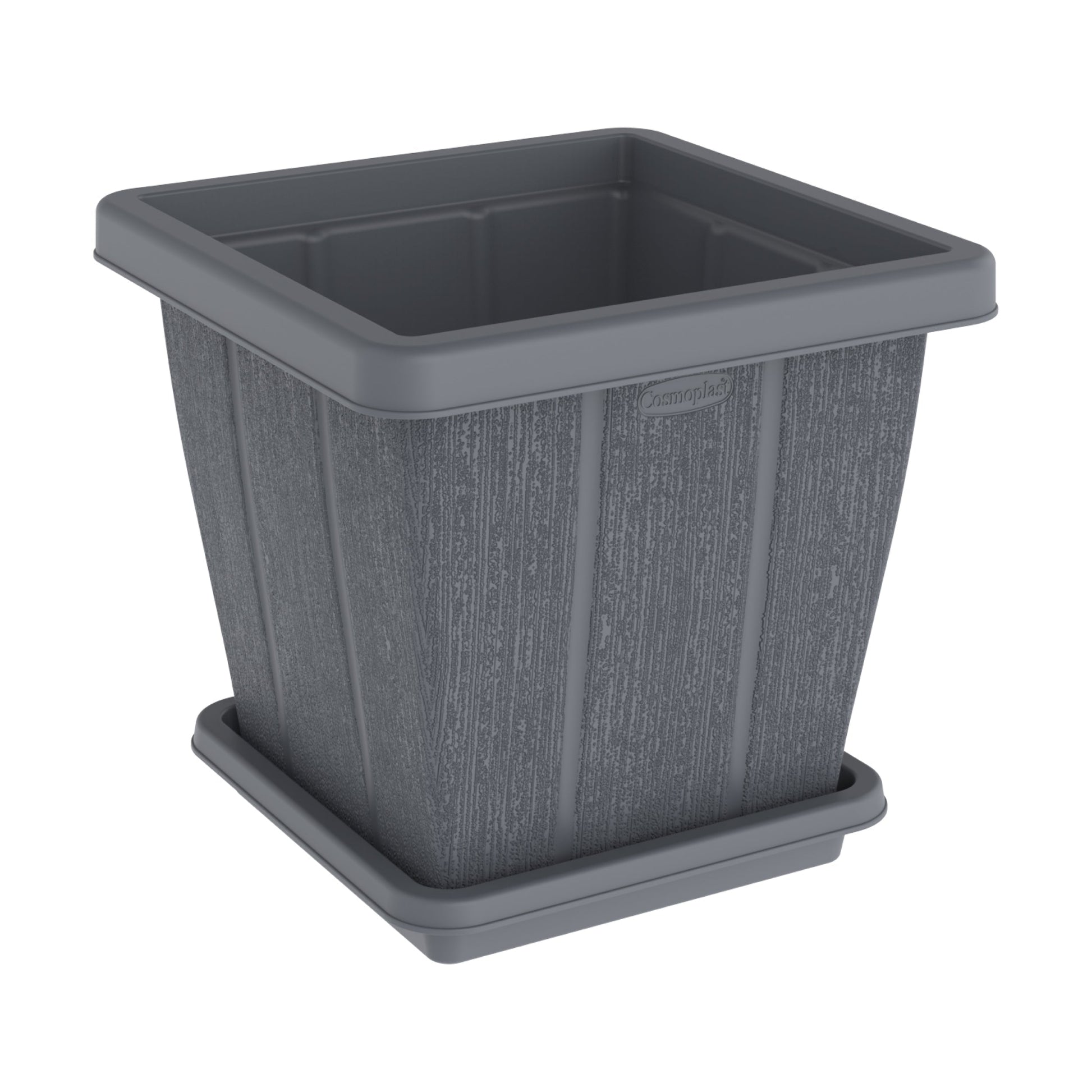 45L Cedargrain Square Planter with Tray - Cosmoplast Bahrain