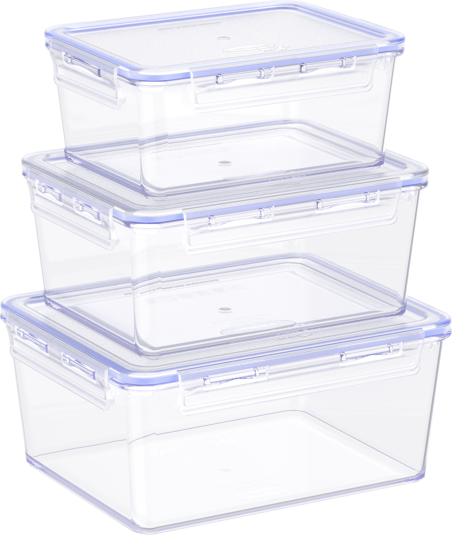 Lock2Go 3-Pcs. Set of Food Storage Containers with Lids 600, 900, 1200 ml