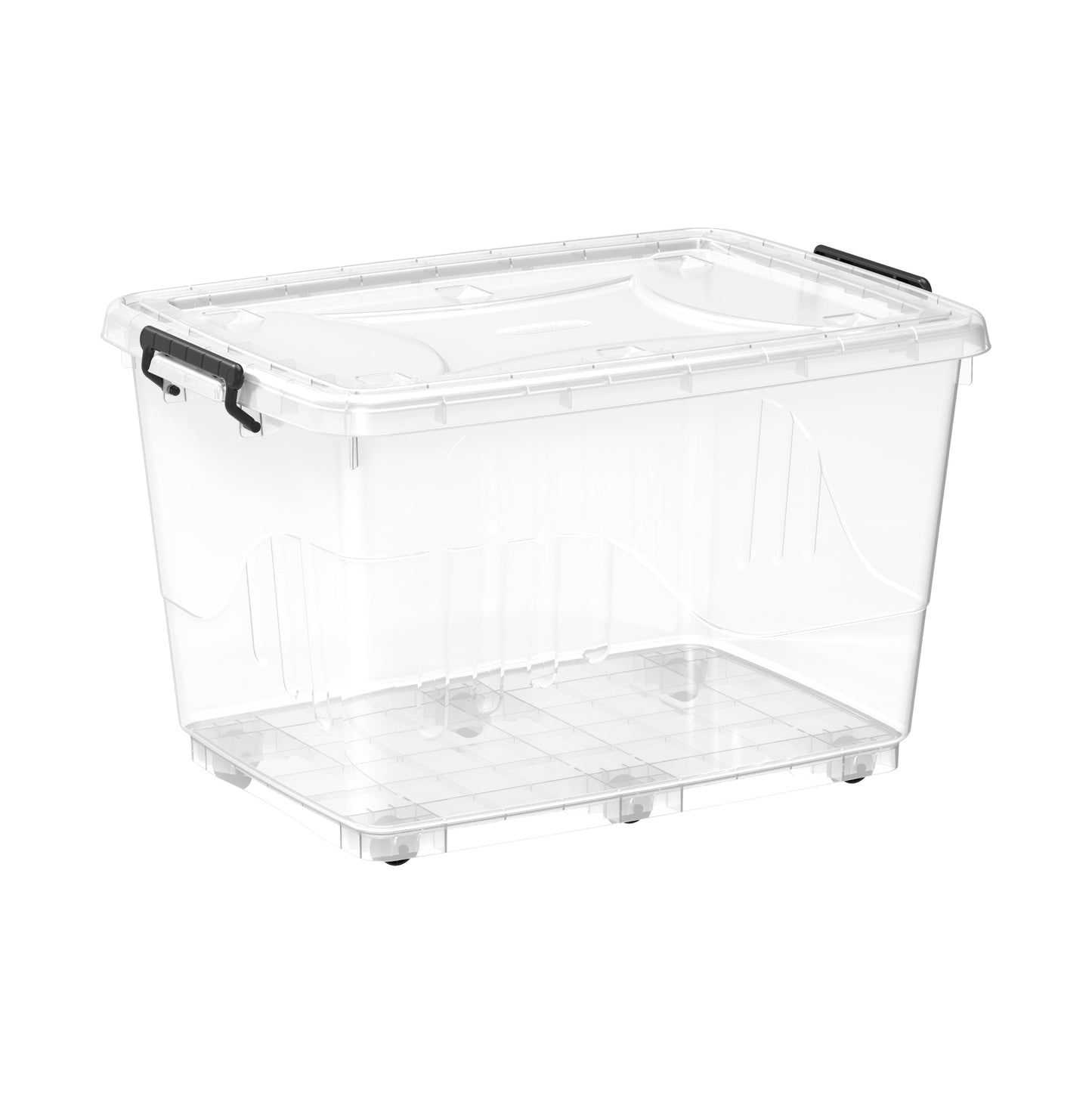 132L Clear Plastic Storage Box with Wheels & Lockable Lid - Cosmoplast Bahrain