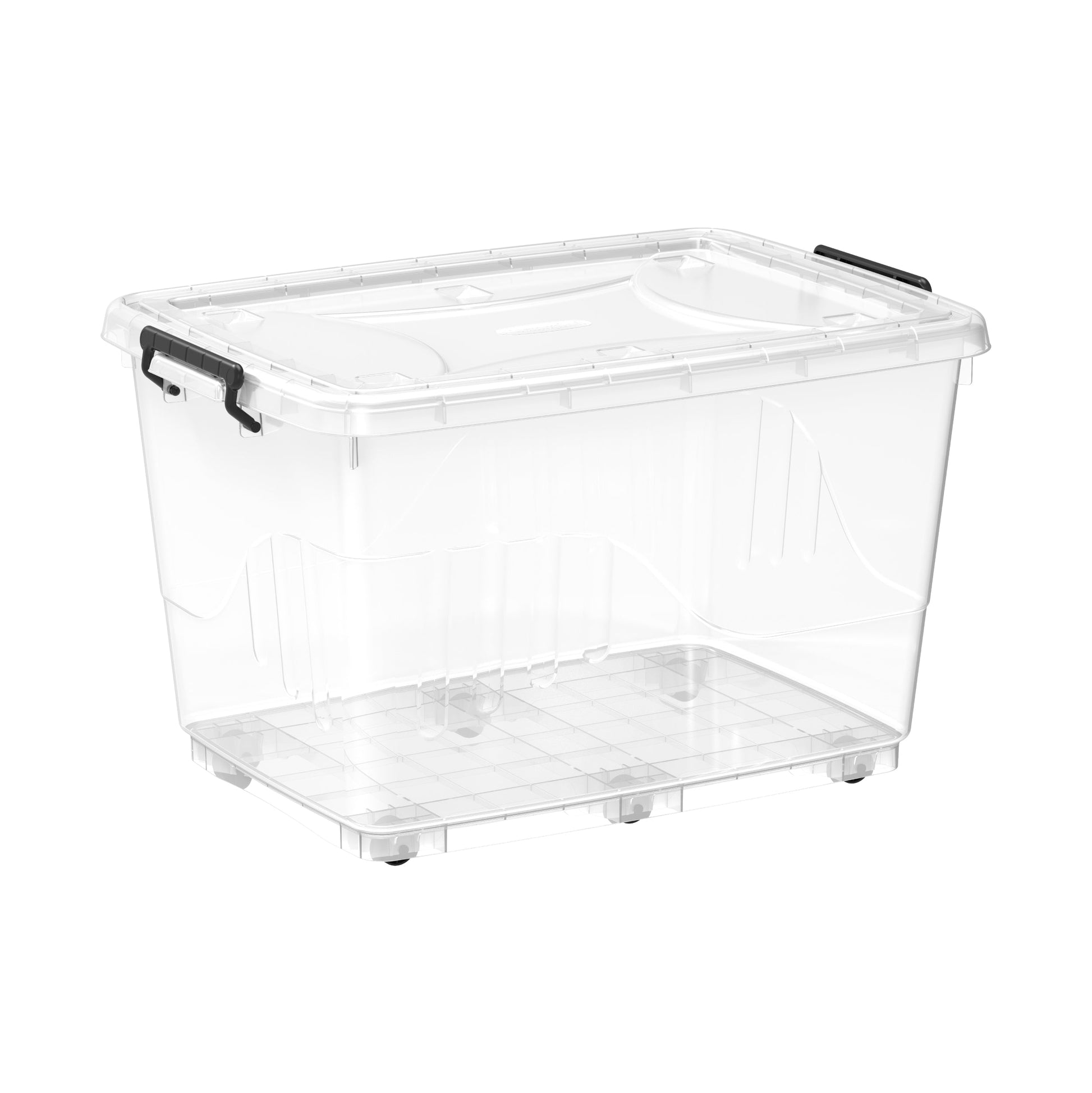 132L Clear Plastic Storage Box with Wheels & Lockable Lid - Cosmoplast Bahrain