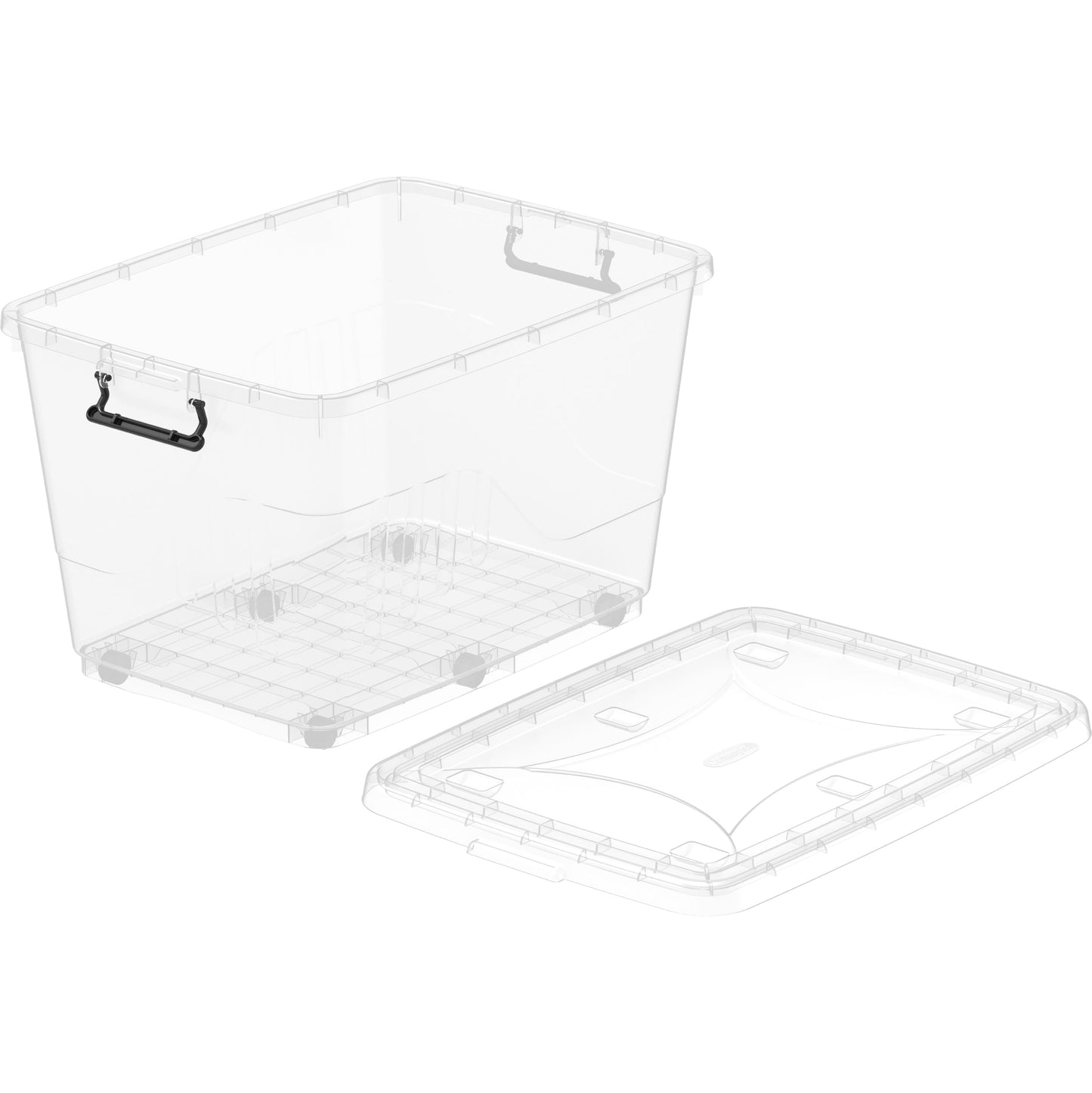 132L Clear Plastic Storage Box with Wheels & Lockable Lid - Cosmoplast Bahrain