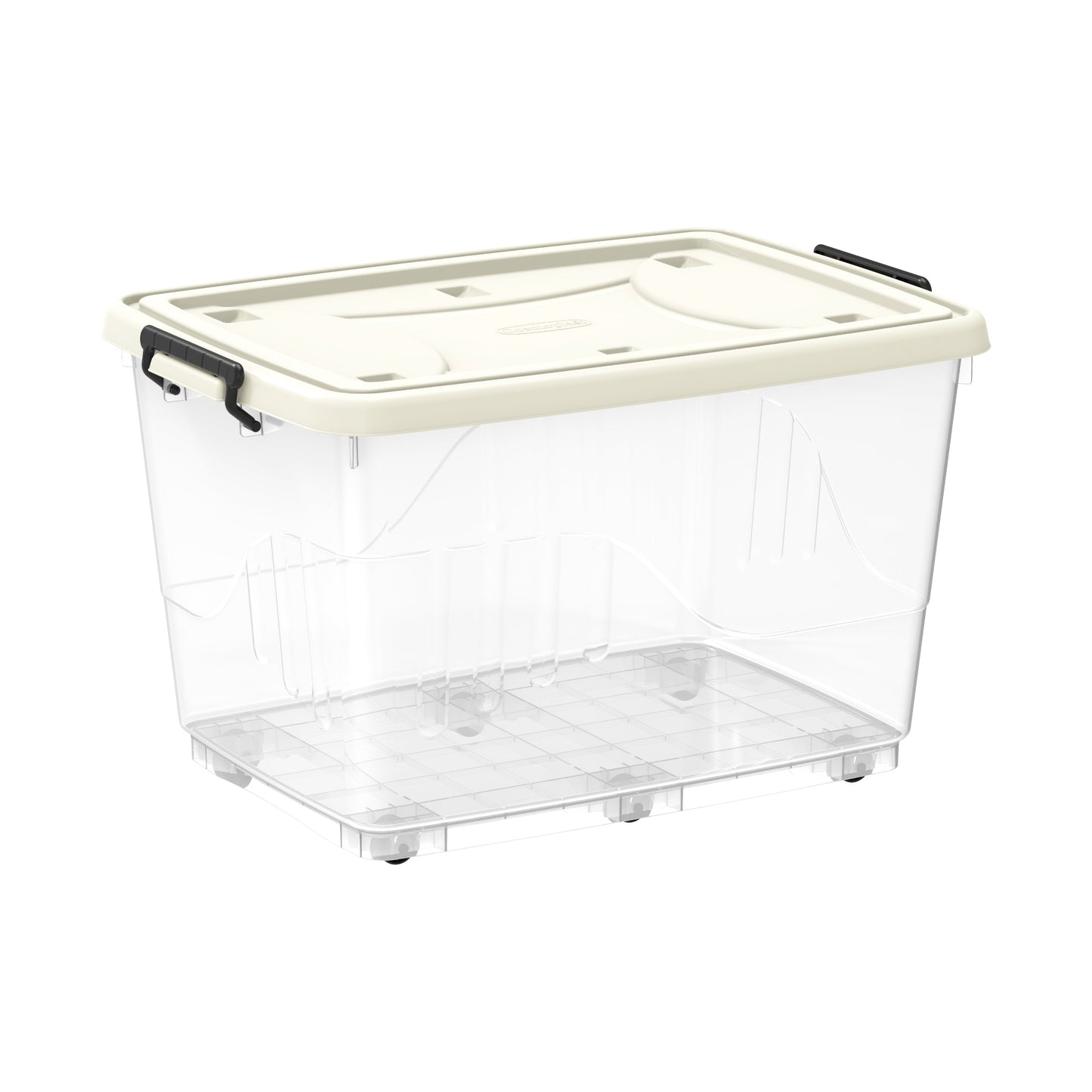 132L Clear Plastic Storage Box with Wheels & Lockable Lid - Cosmoplast Bahrain