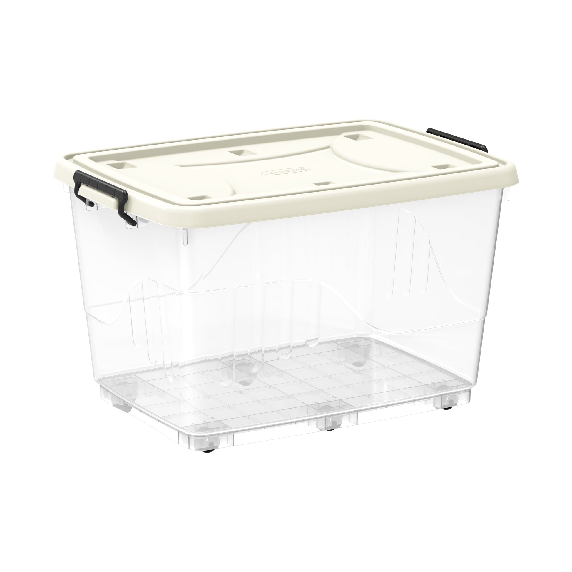 132L Clear Plastic Storage Box with Wheels & Lockable Lid - Cosmoplast Bahrain