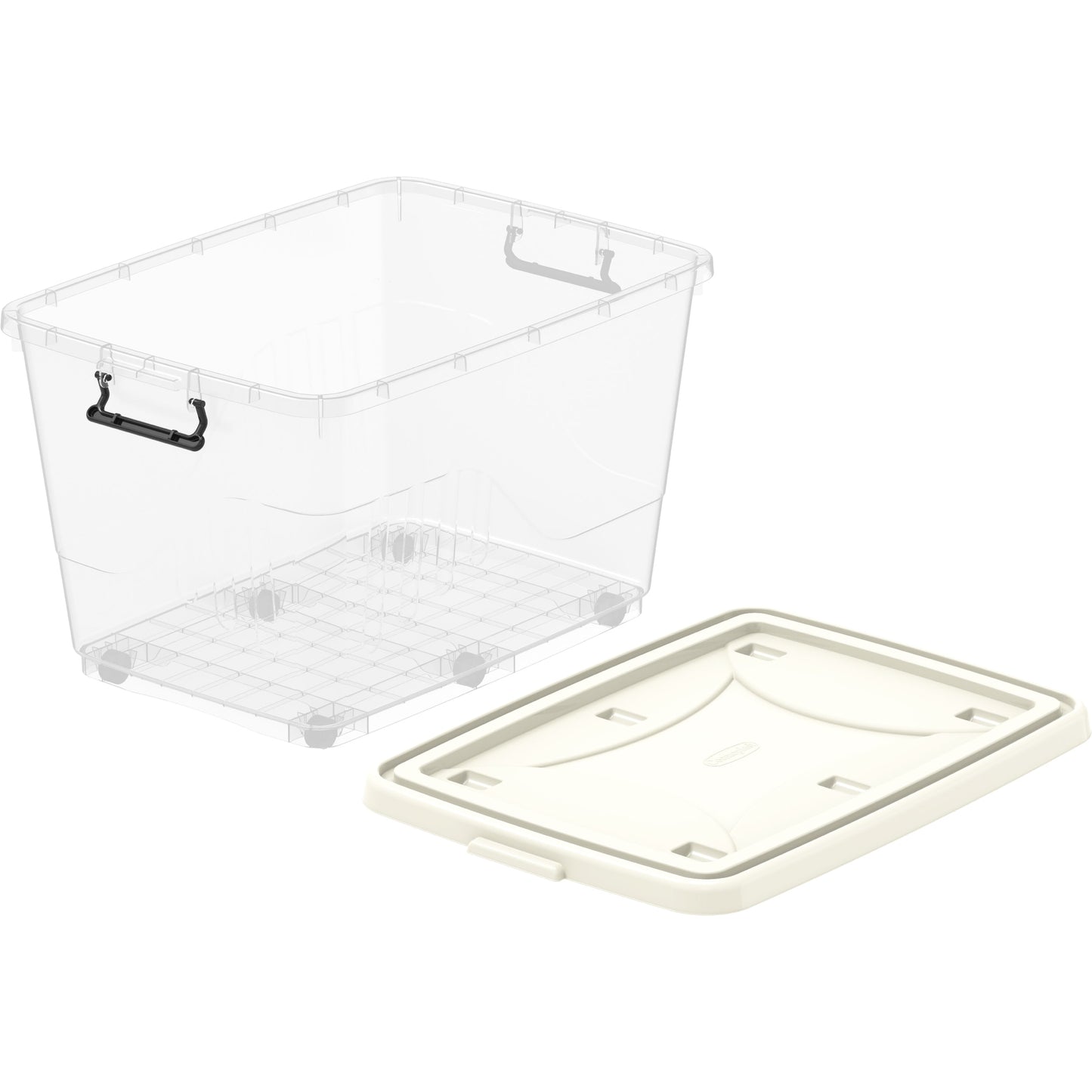 132L Clear Plastic Storage Box with Wheels & Lockable Lid - Cosmoplast Bahrain