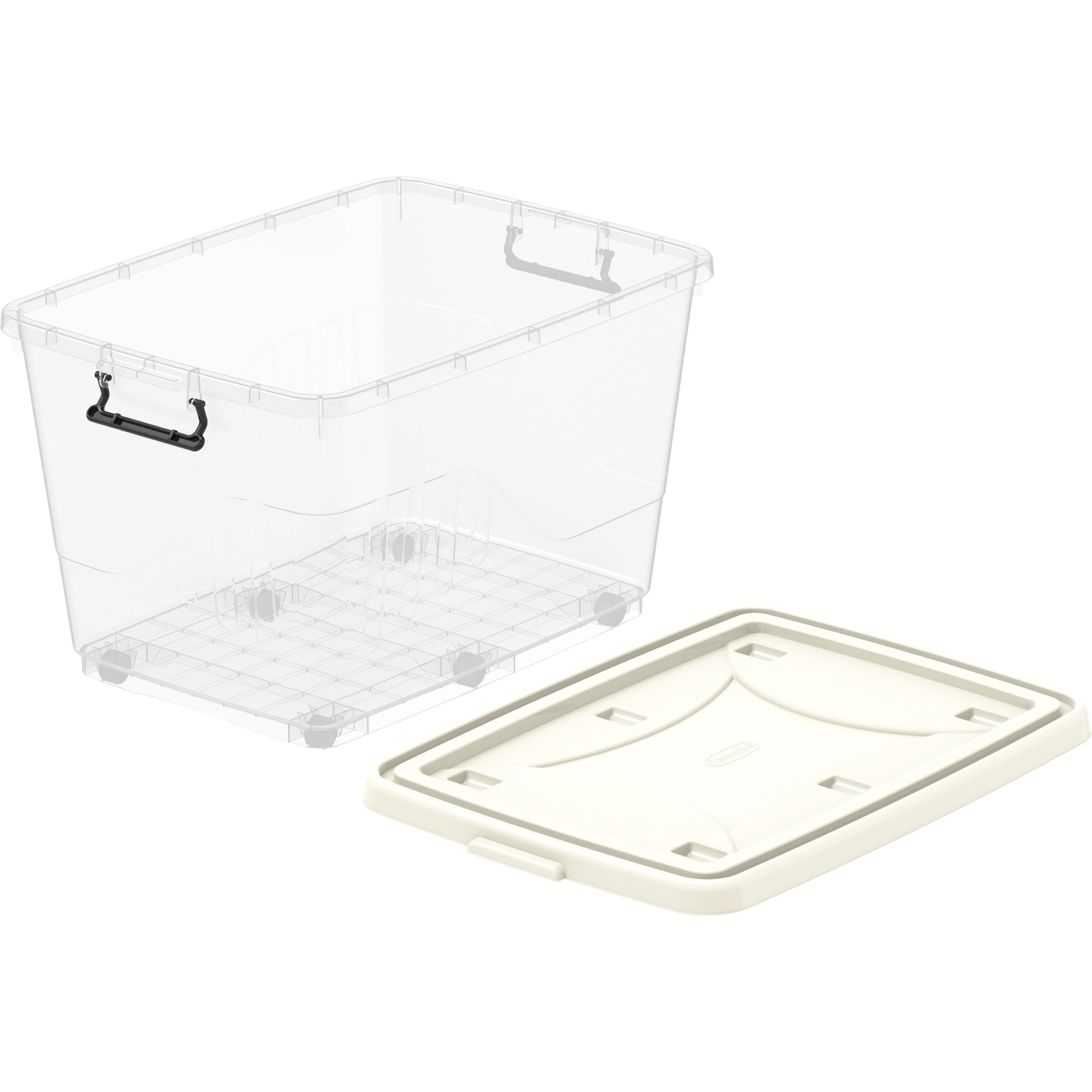 132L Clear Plastic Storage Box with Wheels & Lockable Lid - Cosmoplast Bahrain