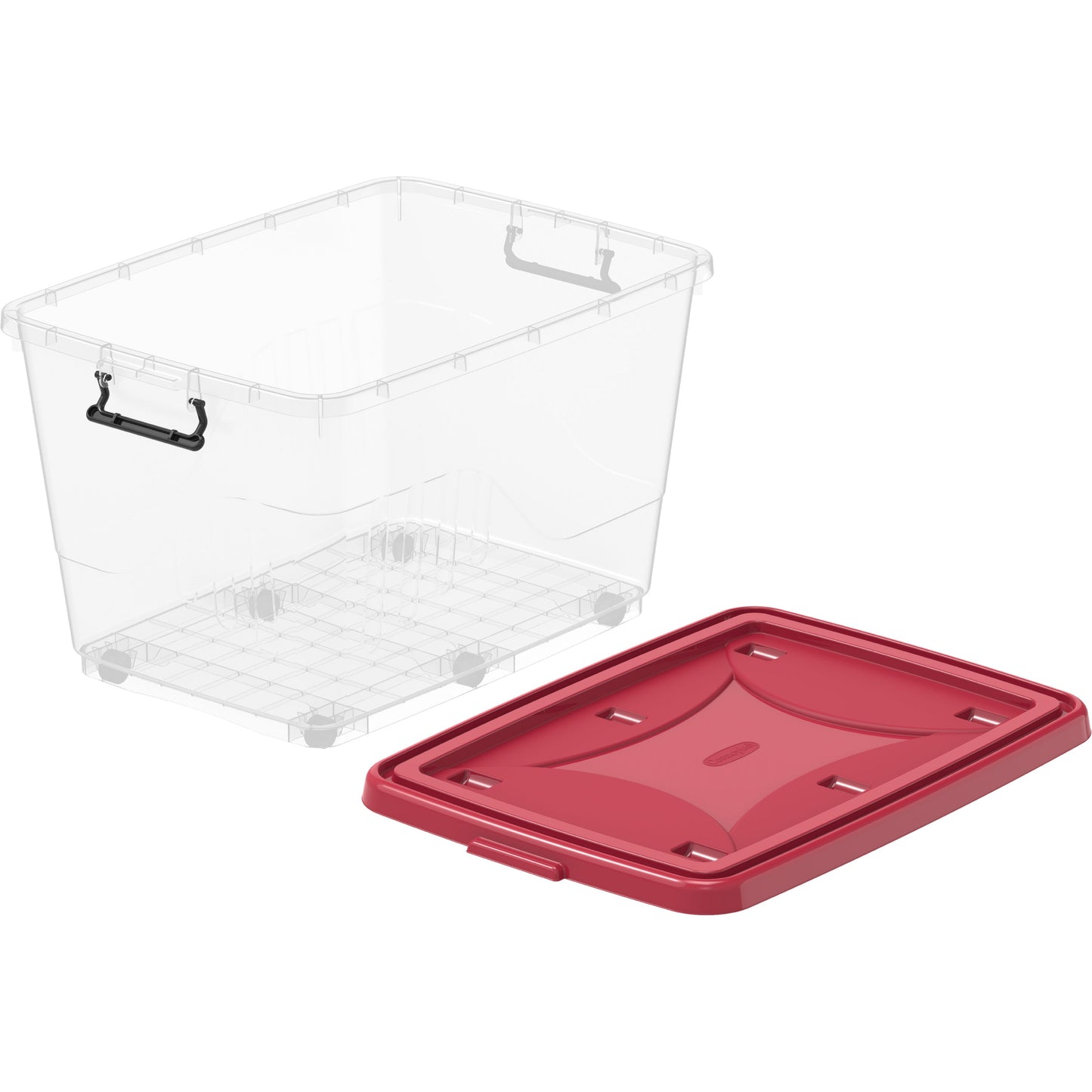 132L Clear Plastic Storage Box with Wheels & Lockable Lid - Cosmoplast Bahrain