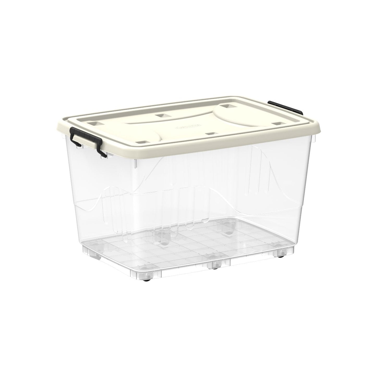 82L Clear Plastic Storage Box with Wheels & Lockable Lid - Cosmoplast Bahrain
