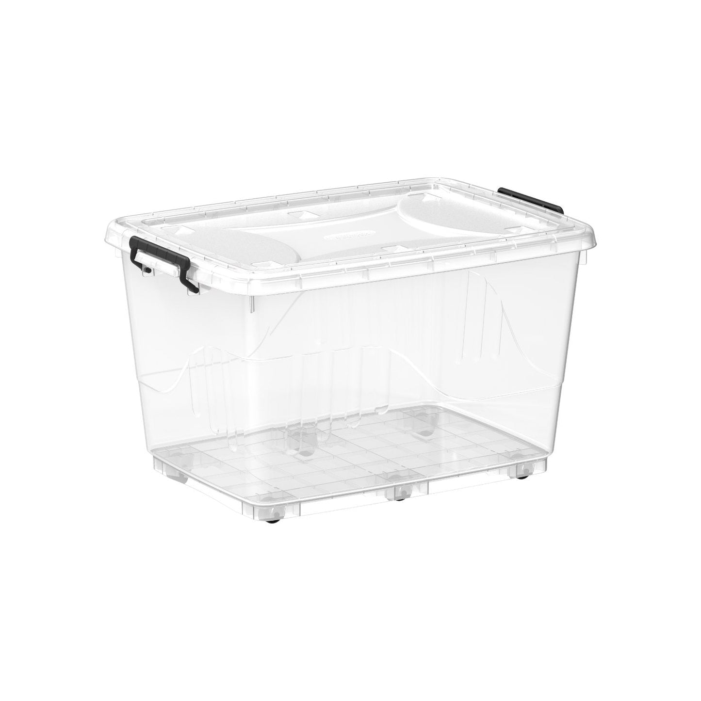 82L Clear Plastic Storage Box with Wheels & Lockable Lid - Cosmoplast Bahrain