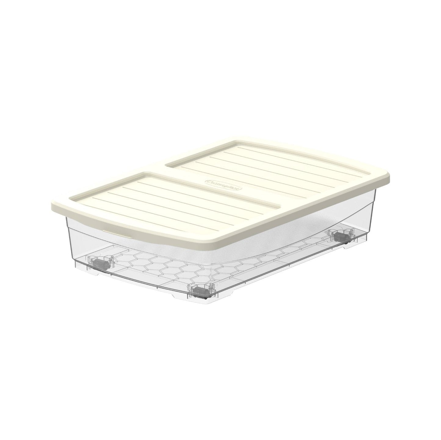 25L Clear Plastic Underbed Storage Box with Wheels & Lockable Lid - Cosmoplast Bahrain
