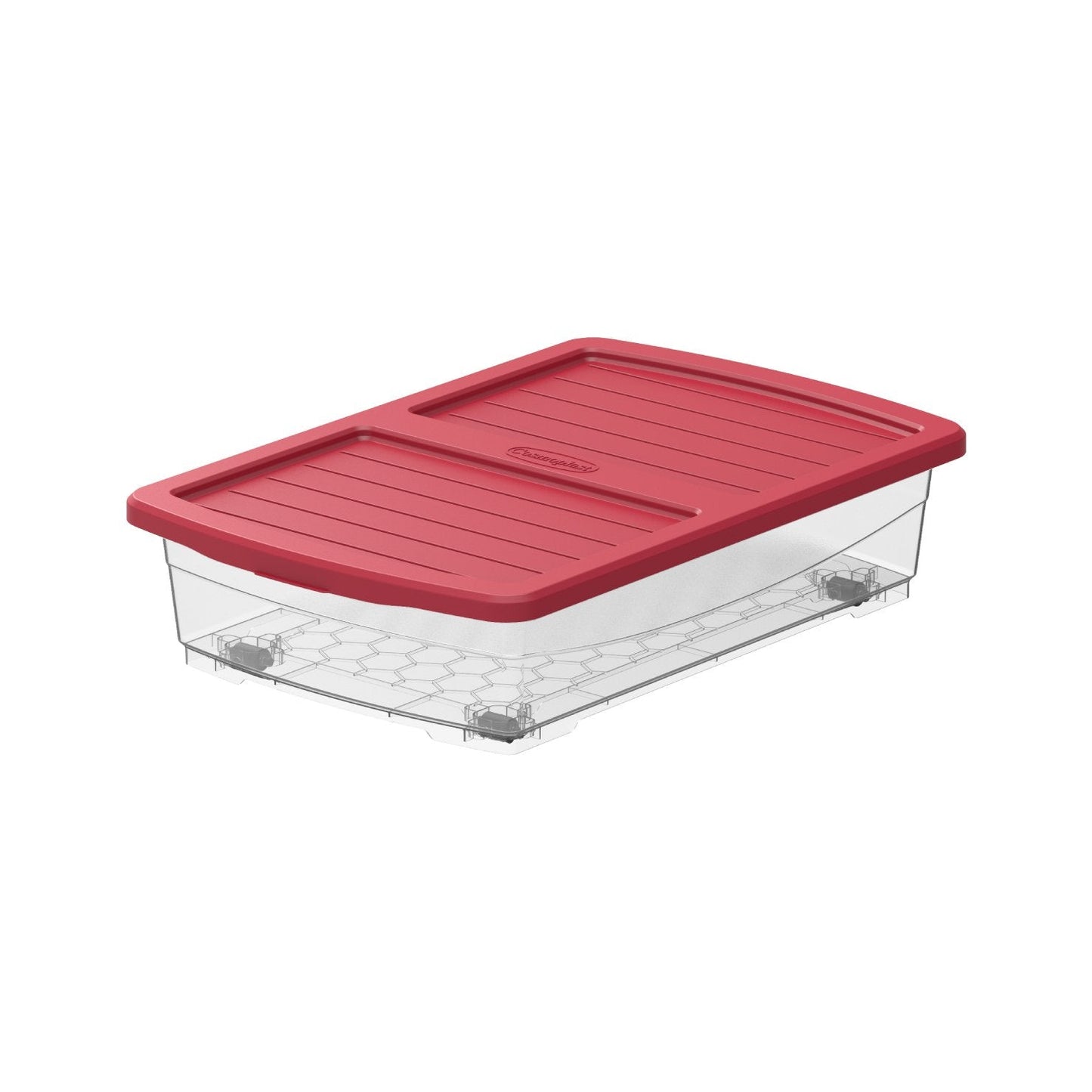 25L Clear Plastic Underbed Storage Box with Wheels & Lockable Lid - Cosmoplast Bahrain