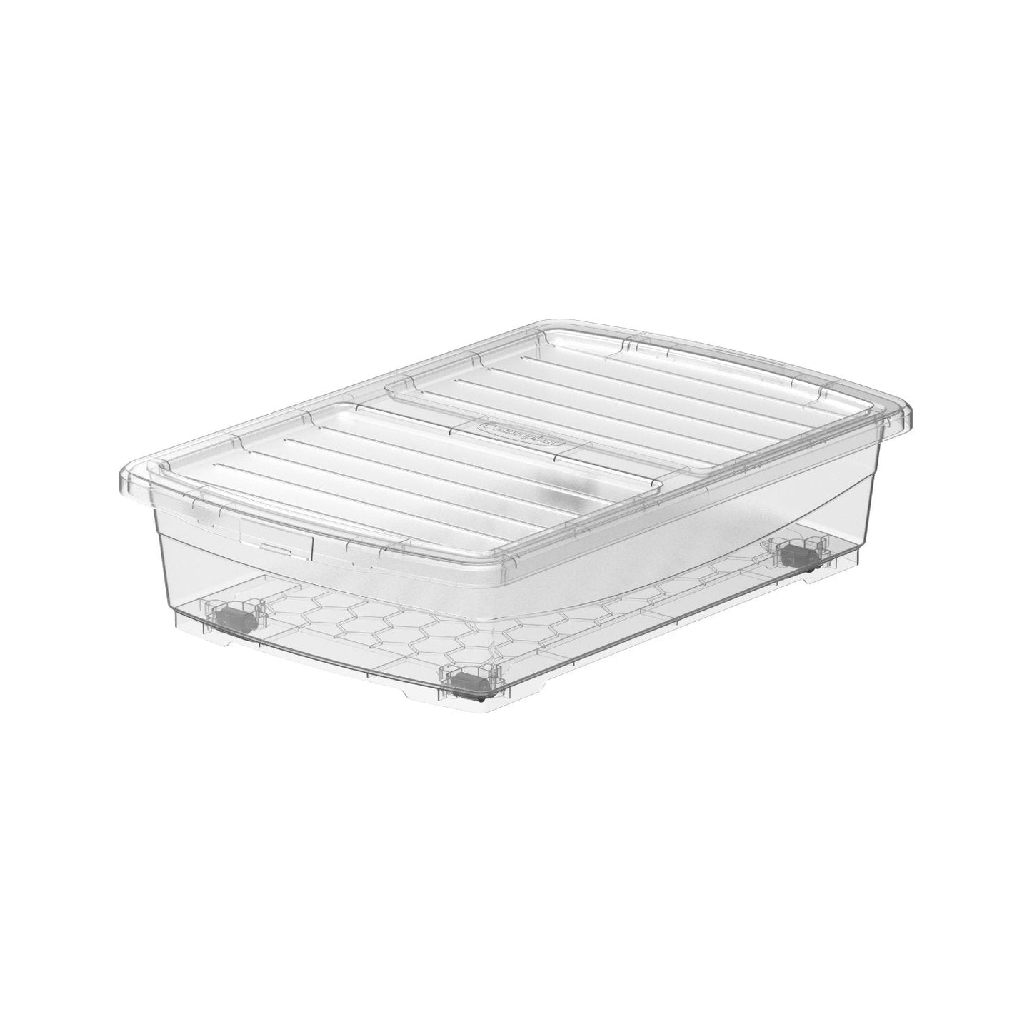 25L Clear Plastic Underbed Storage Box with Wheels & Lockable Lid - Cosmoplast Bahrain