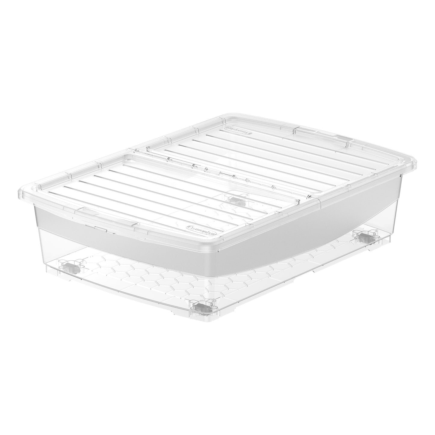 45L Clear Plastic Underbed Storage Box with Wheels & Lockable Lid - Cosmoplast Bahrain