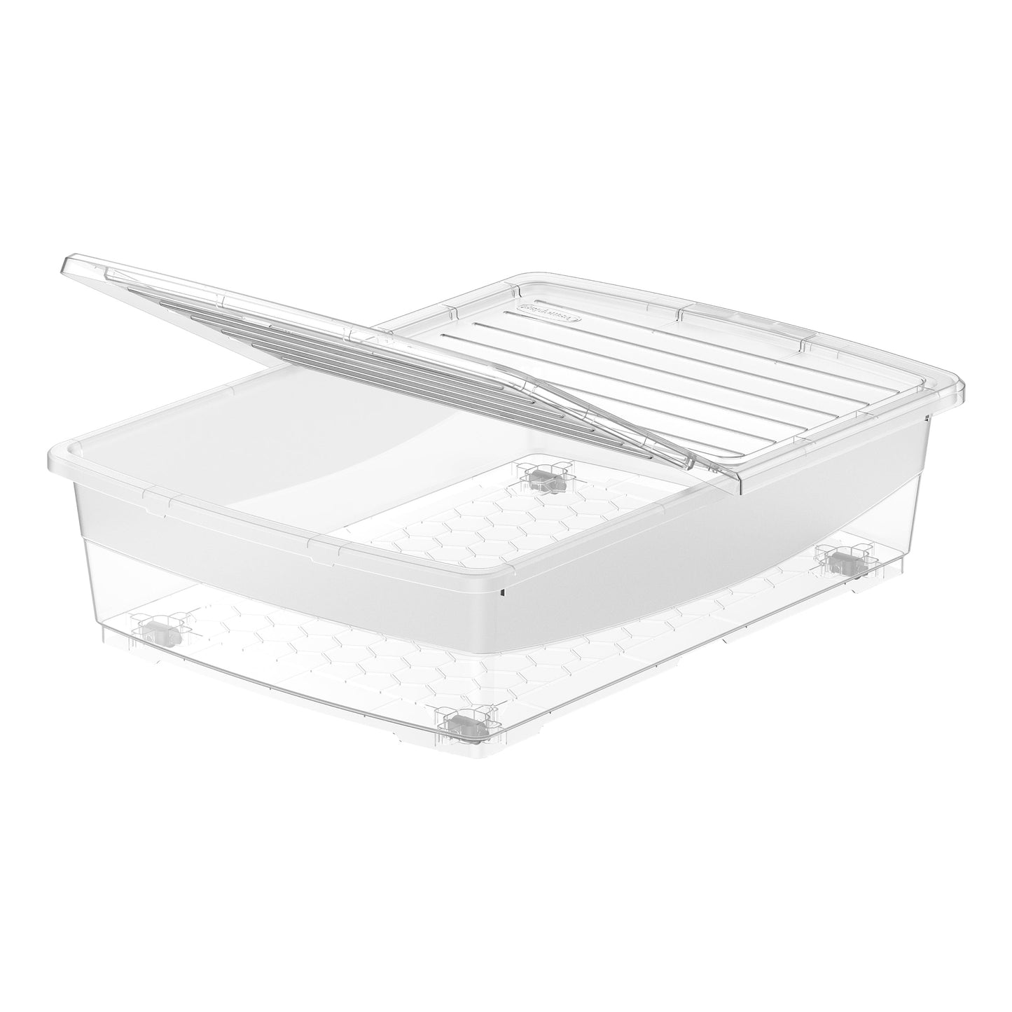 45L Clear Plastic Underbed Storage Box with Wheels & Lockable Lid - Cosmoplast Bahrain