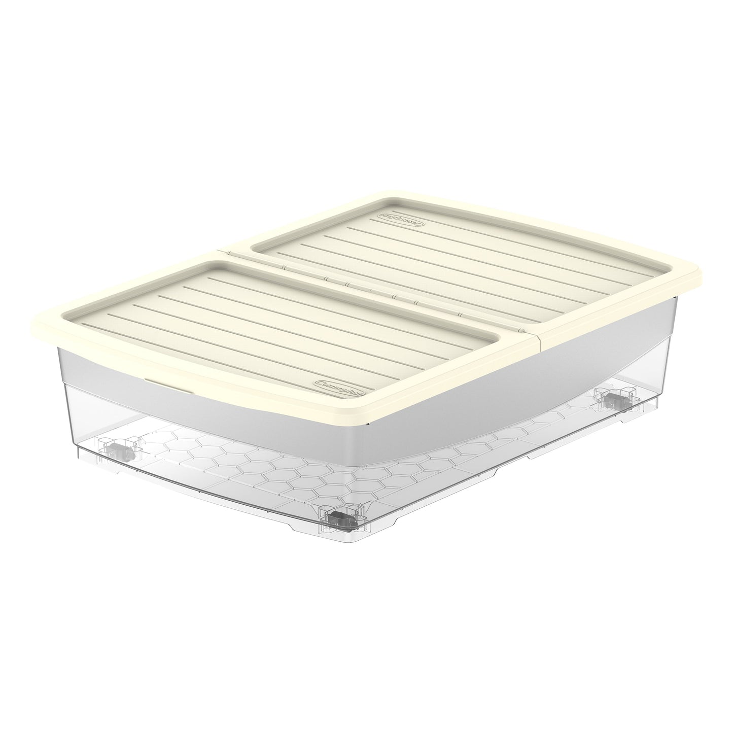 45L Clear Plastic Underbed Storage Box with Wheels & Lockable Lid - Cosmoplast Bahrain