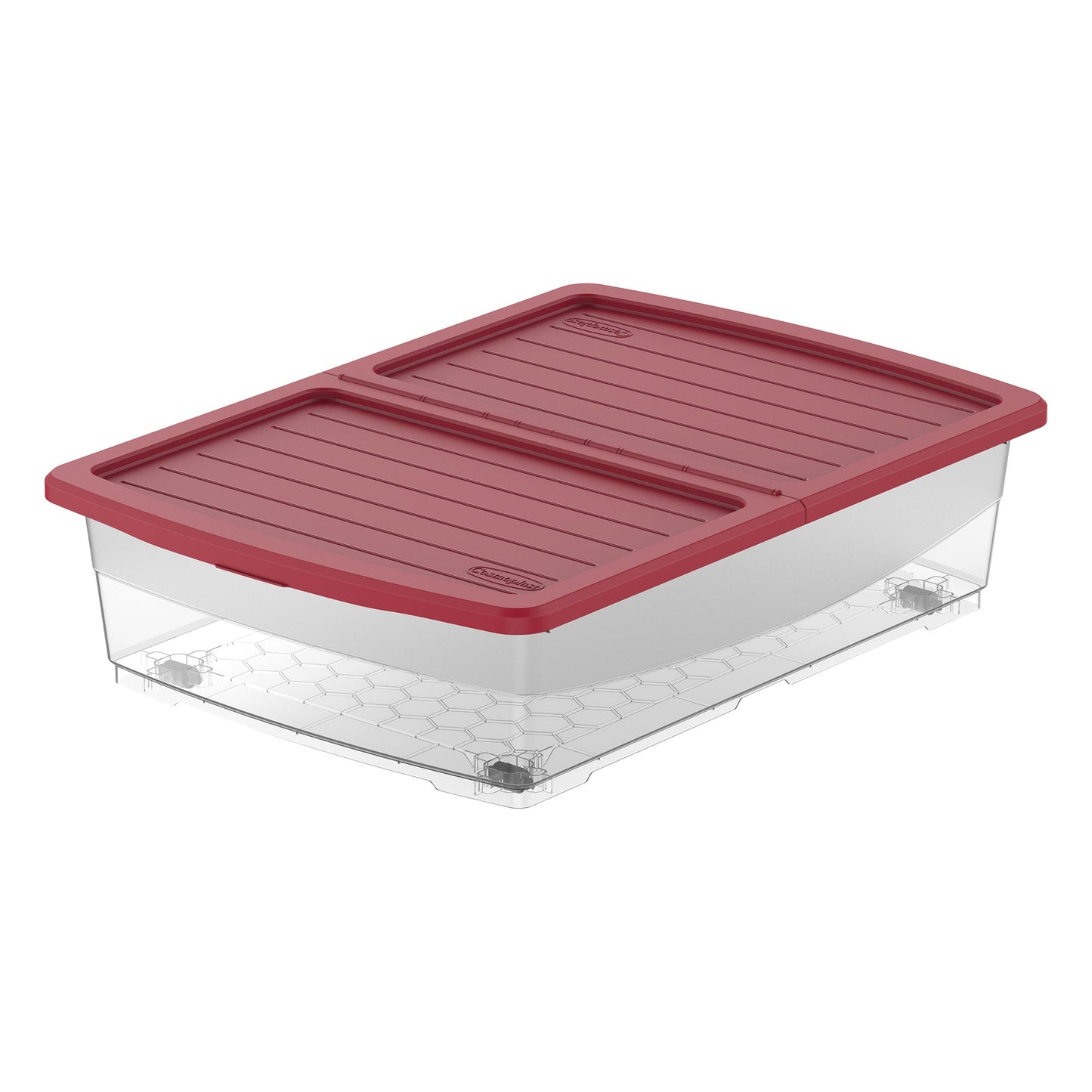 45L Clear Plastic Underbed Storage Box with Wheels & Lockable Lid - Cosmoplast Bahrain
