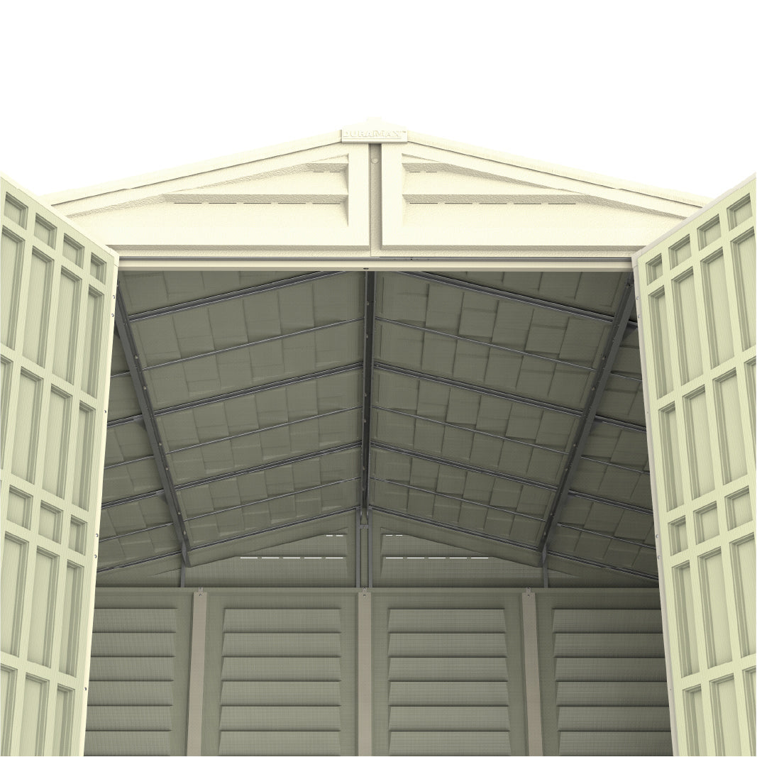 WoodBridge 10.5x10.5ft (324.8x326x233.2 cm) Resin Garden Storage Shed - Cosmoplast Bahrain
