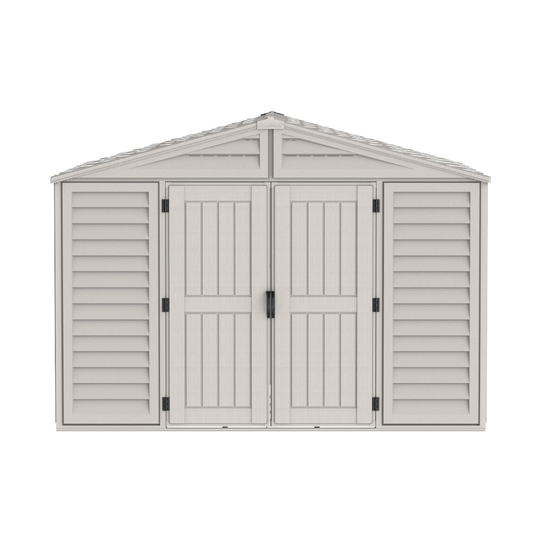 WoodBridge 10.5x10.5ft (324.8x326x233.2 cm) Resin Garden Storage Shed - Cosmoplast Bahrain