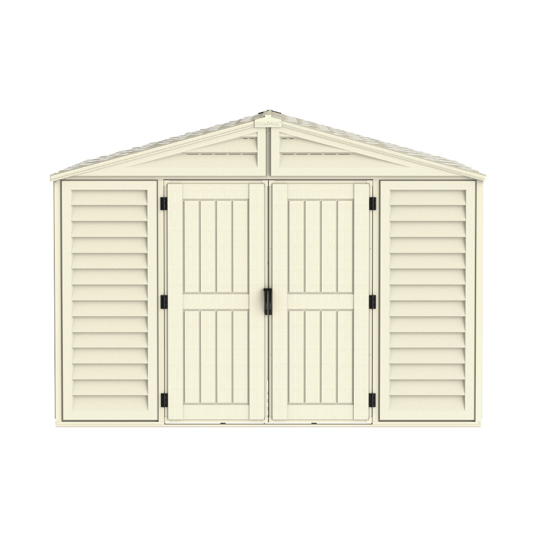 WoodBridge 10.5x10.5ft (324.8x326x233.2 cm) Resin Garden Storage Shed - Cosmoplast Bahrain