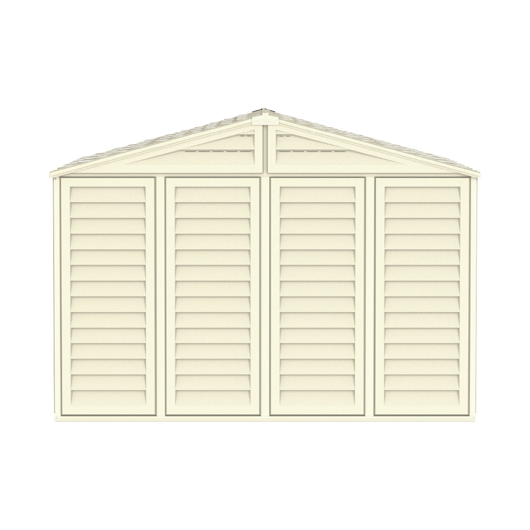 WoodBridge 10.5x10.5ft (324.8x326x233.2 cm) Resin Garden Storage Shed - Cosmoplast Bahrain