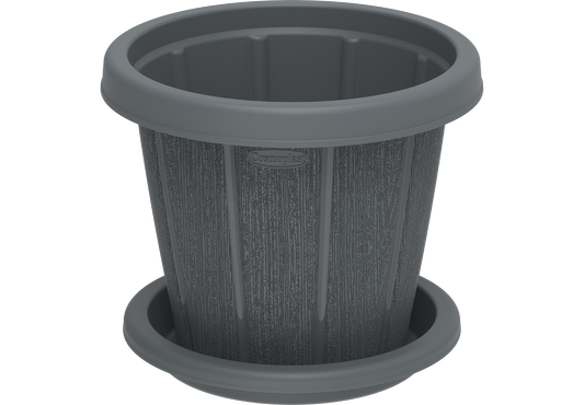 Cedargrain 16" Flowerpot with Tray - Cosmoplast Bahrain